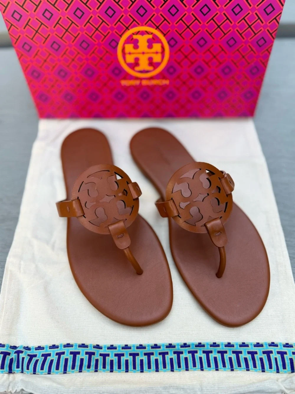 Tory Burch Miller Soft Calf Leather Sandals Brown